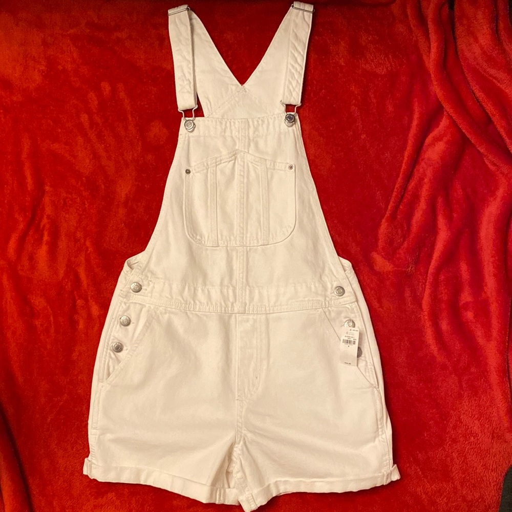 New Old Navy White Jean Short Overalls
